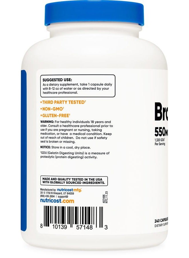 Nutricost Bromelain Capsules (240 Capsules) - 550 MG Per Serving, Vegan, Non-GMO, GMP Compliant - Image 4