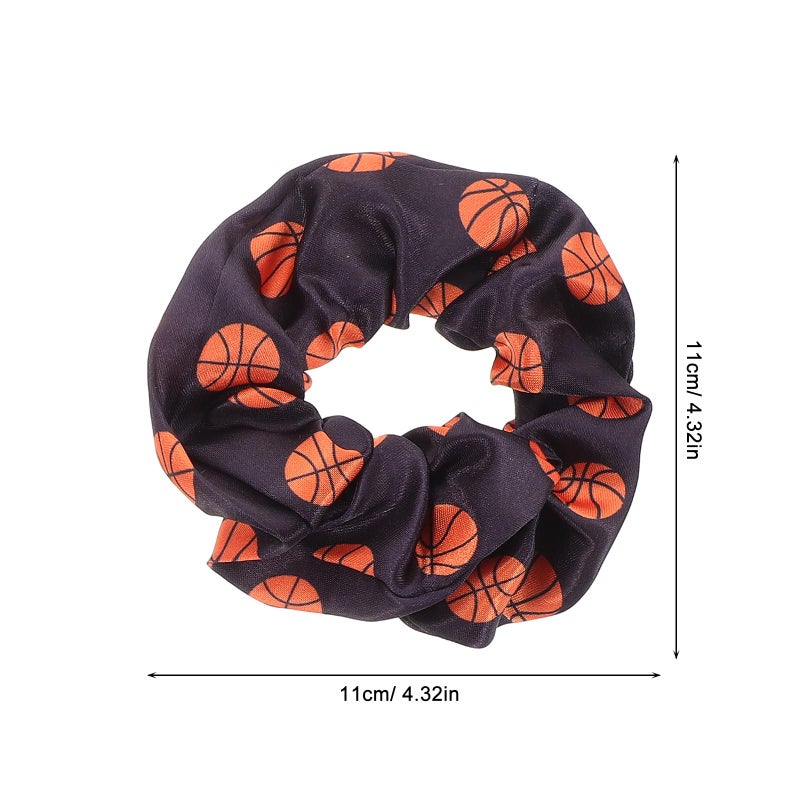 Basketball Print Hair Scrunchies 4 Pack Black and White Sports Hair Ties Ponytail Holders - Image 3