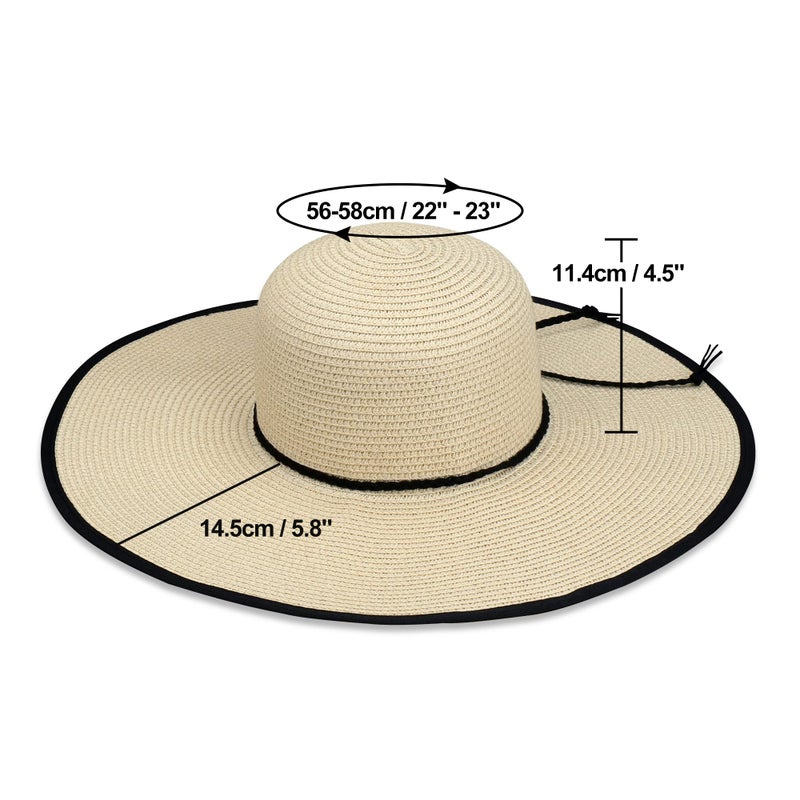 Naivlizer Women Wide Brim Sun Hat UPF50 Straw Summer Hat Floppy Beach Hat Roll-Up,Tie White - Image 5