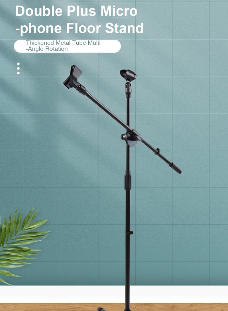 COOLHAWK Microphone Stand - Universal Adjustable Tripod Microphone Stand - Heavy Duty Lightweight Professional Compact Extendable Stage Studio Floor Standing Boom Mic Holder - Image 2