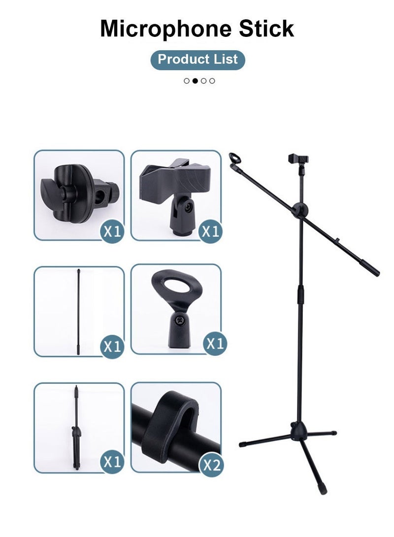 COOLHAWK Microphone Stand - Universal Adjustable Tripod Microphone Stand - Heavy Duty Lightweight Professional Compact Extendable Stage Studio Floor Standing Boom Mic Holder - Image 5