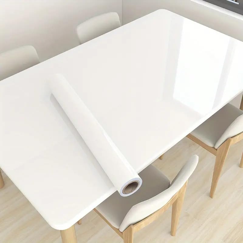 HOMSUN Glossy White Peel and Stick Self Adhesive Removable Wallpaper - Waterproof Countertop Contact Paper for Kitchen Vinyl (30cm x 152cm) - Image 1