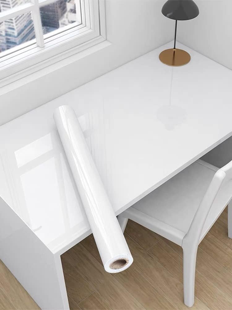 HOMSUN Glossy White Peel and Stick Self Adhesive Removable Wallpaper - Waterproof Countertop Contact Paper for Kitchen Vinyl (30cm x 152cm) - Image 2