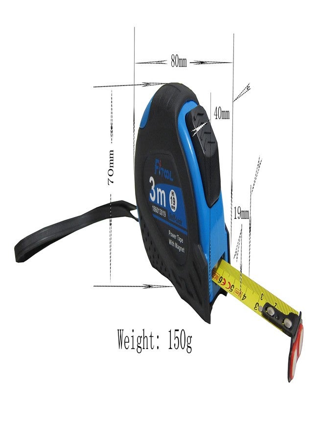 FITOOL Self Lock Power Tape Measure, Metric, Retractable, Magnetic Hook, Shock Absorbent Rubber Case for Construction，Surveyor, Auto-lock Professional Measuring Tape 19mm x 3M - Image 2