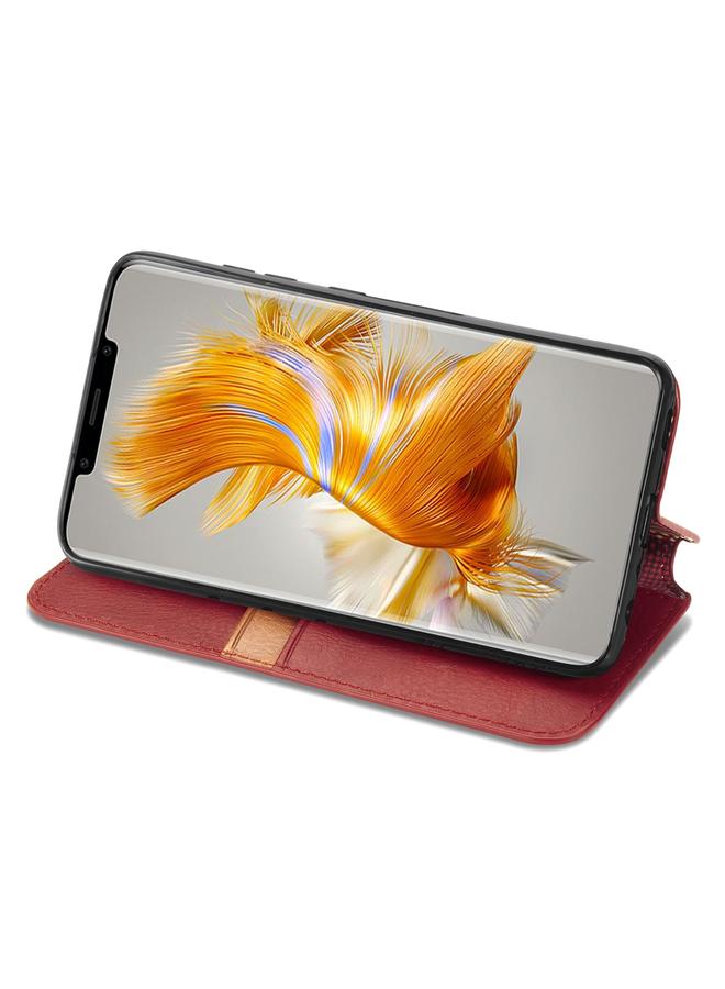 اس-توب جراب لهاتف Huawei Mate 50 Pro، جراب هاتف جلدي مغناطيسي مضغوط بشبكة مكعبة - Image 4