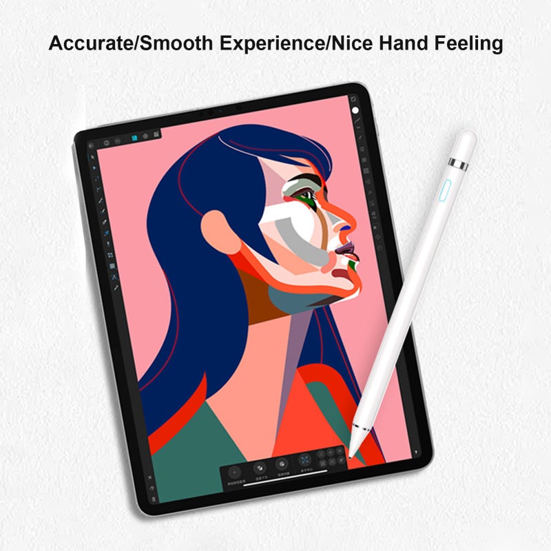 Digital Active Stylus Pen: 1.45mm POM Plastic Pen Head - Compact Ergonomic Design, 140mAh Rechargeable Cell, Magnetic Cap for Android IOS Ipad Air 9.7 Mini 1 2 3 4 Pro Home Office Daily Use - Image 2
