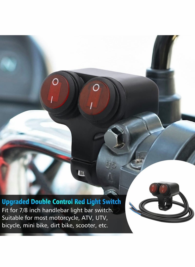 Barakah Motorcycle Handlebar Switch, 12v 16A Motorcycle Universal 7/8" 22-23mm Handlebar Button Switch, CNC Aluminium Alloy Waterproof Double Control Button Red Light Switch for Scooter Electric Bike - Image 3