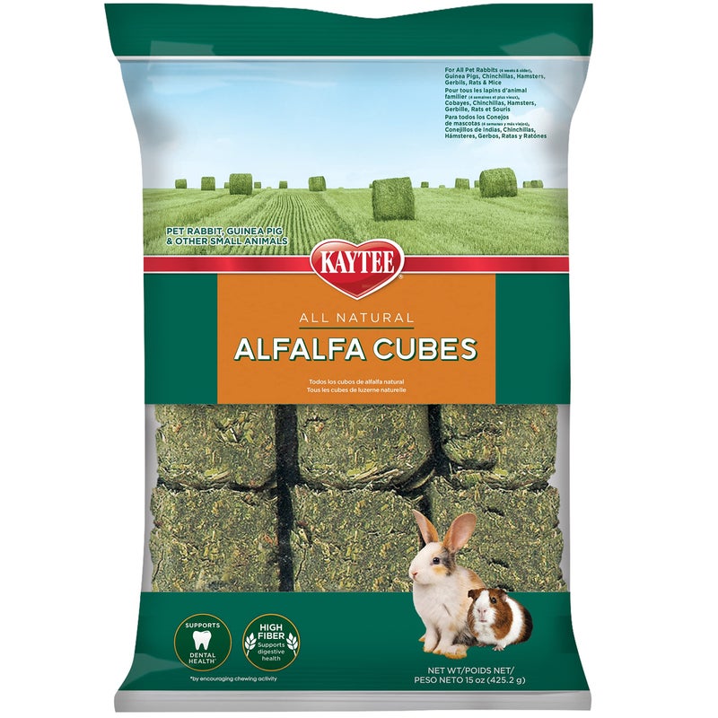 Kaytee Alfalfa Cubes for Rabbits, Guinea Pigs, and Other Small Animals, 15 oz - Image 1