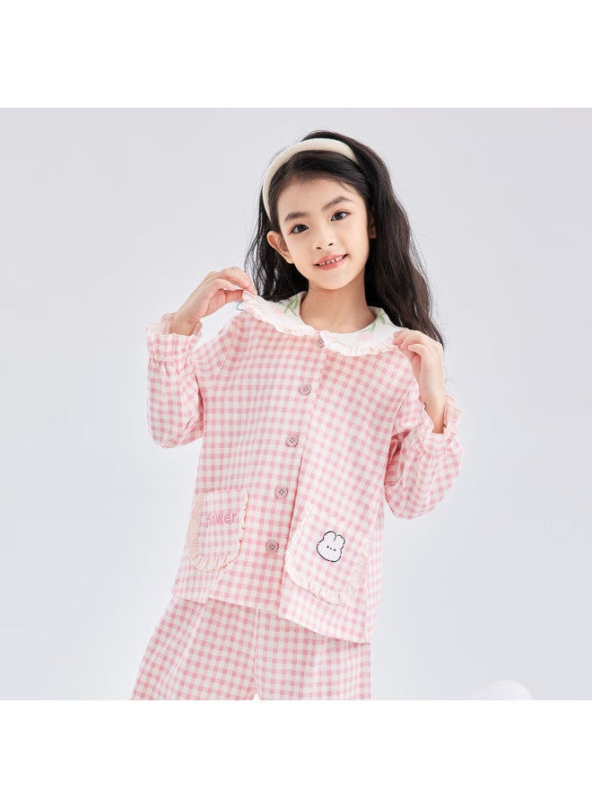 Deesha Girls' A-class Cotton Cardigan Pajama Set, 60s High-count High-density, Sweet Long Sleeve Homewear For Spring And Autumn - Image 2