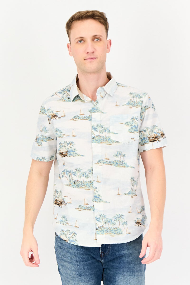 Chaps Men Regular Fit Short Sleeve Graphic Print Casual Shirt, Multicolor - Image 1