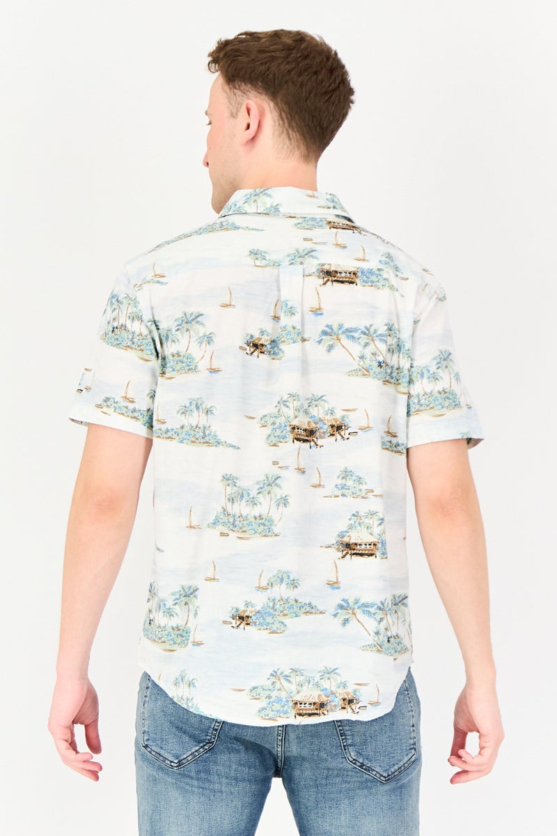 Chaps Men Regular Fit Short Sleeve Graphic Print Casual Shirt, Multicolor - Image 3