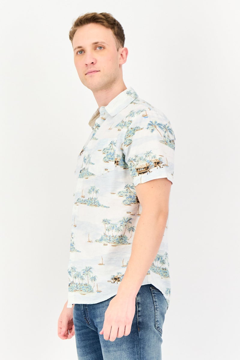 Chaps Men Regular Fit Short Sleeve Graphic Print Casual Shirt, Multicolor - Image 2