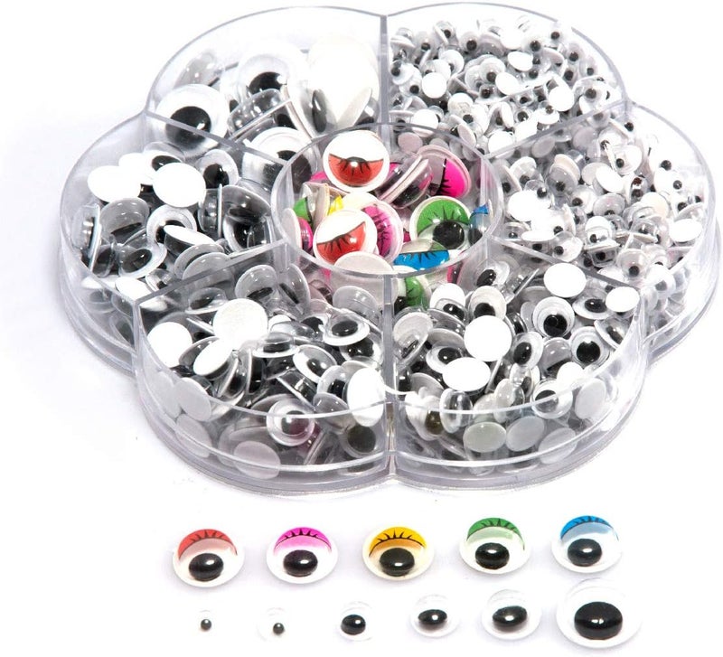 BEADNOVA Wiggle Eyes for Crafts 700pcs Self Adhesive Googly Eyes for Crafting Sticky Wiggly for DIY Craft Scrapbooking 700pcs MulticolorsAssorted Sizes - Image 1