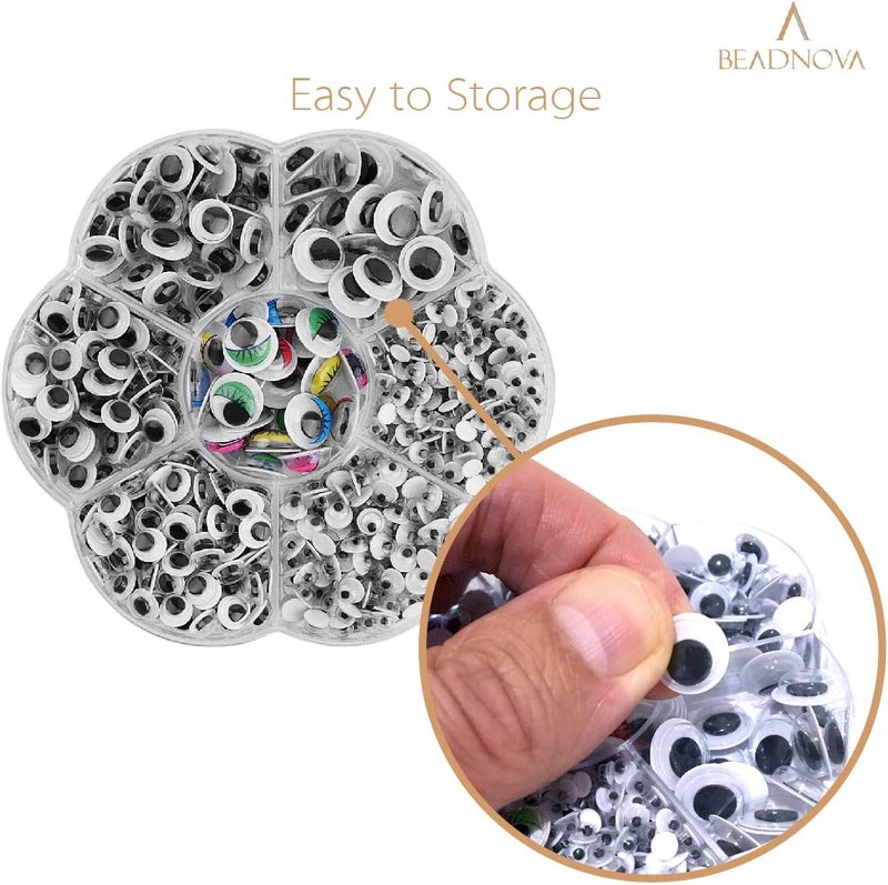 BEADNOVA Wiggle Eyes for Crafts 700pcs Self Adhesive Googly Eyes for Crafting Sticky Wiggly for DIY Craft Scrapbooking 700pcs MulticolorsAssorted Sizes - Image 4