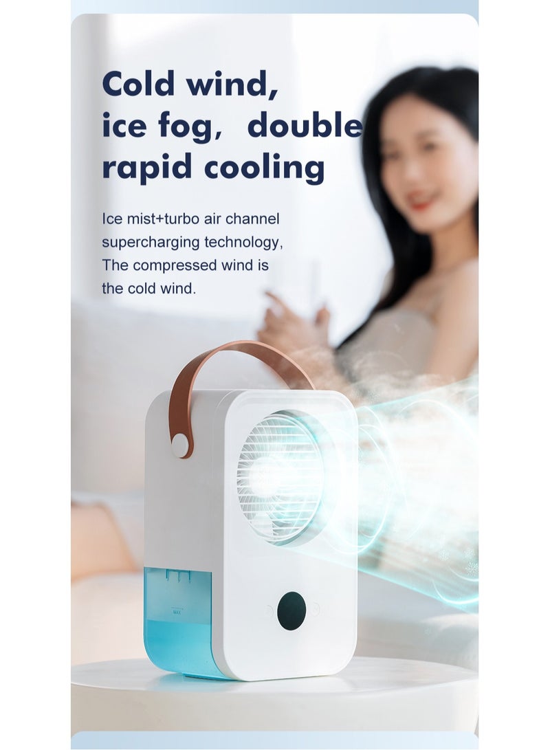 إيفرين مروحة تهوية ذات عرض رقمي محمولة قابلة للتوصيل بال USB وعلى المكتب تتقن الماء بتنفير للتبريد (تحكم عن بعد أبيض) - Image 5