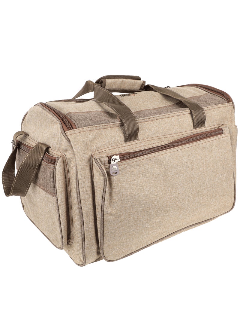 ALGHAFA Camping Tool Bag, Camping and Travel Cooking Organizer, Travel Bag with Mesh Pockets, Portable Bag for Cooking, Barbecue and Kitchen Tools, 31*33*47cm, Oxford Fabric, PVC Lining, Wooden Color, Algafa  - Image 5