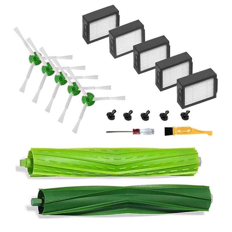 ECOMAID قطع غيار لجهاز iRobot Roomba i7 i7 i8 i8 i1 i2 i3 i3 i4 i4 i6 i6 E5 E6 E7 j6 j7 j7Plus EI J Series ملحقات مكنسة كهربائية روبوت 1 مجموعة فرشاة مطاطية 5 فرش جانبية 5 فلاتر HEPA