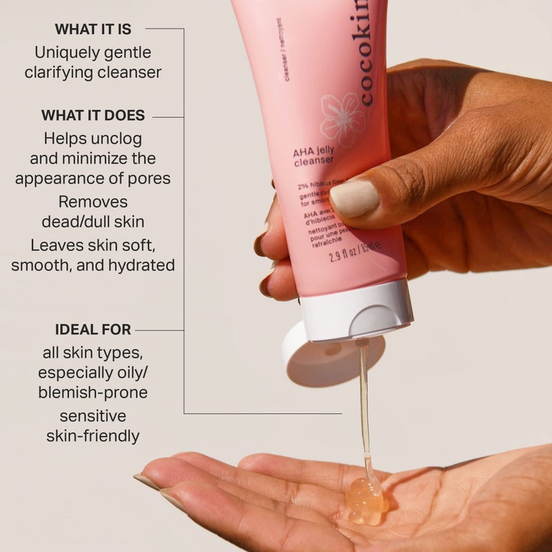 Cocokind AHA Jelly Cleanser, Gentle Face Wash and AHA BHA Cleanser with Hyaluronic Acid, Exfoliating Face Wash for Oily Skin - Image 2