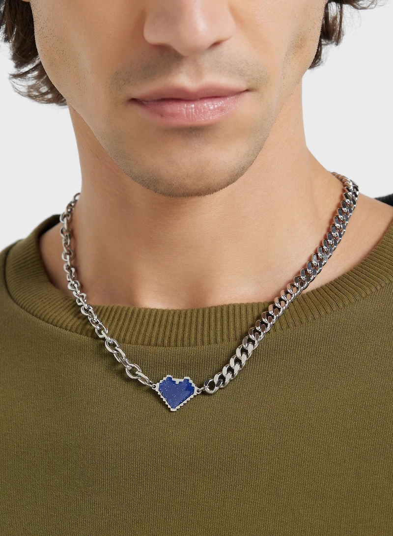 Robert Wood Heart Pendant Chain Necklace