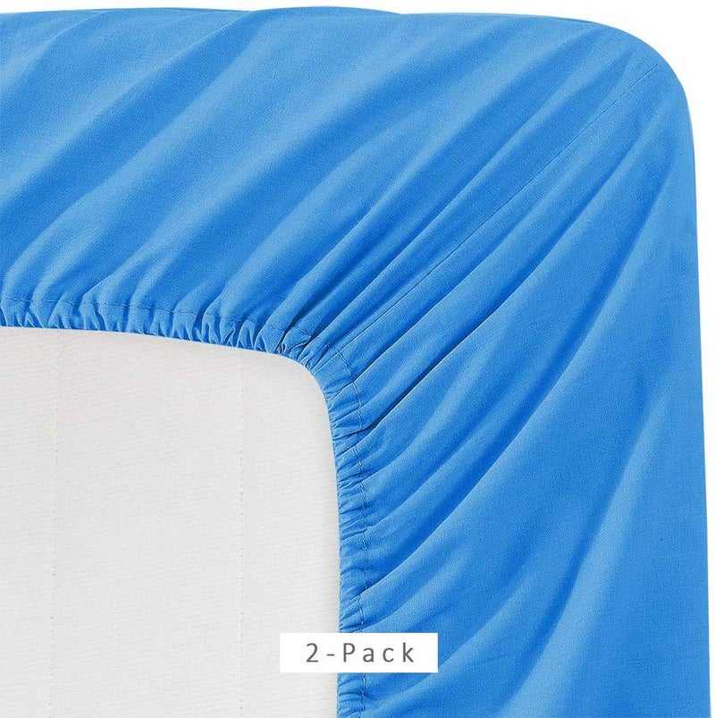 DESTINY CRESCENT BED Knit Jersey 100% Cotton 2 Twin XL Fitted Bed Sheets (2-Pk) Breathable and Cooling Sheets - Twin Extra Long  15"" Deep Pocket  39"" x 80"" Great for Dorm Room  Hospital and Split King Beds (Light Blue) - Image 2