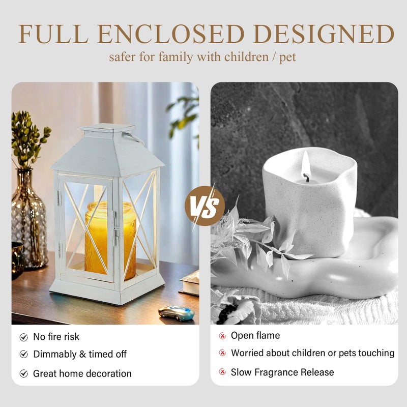 Aaffkaa Candle Warmer Lamp with Timer,Cande Warmer Lantern for Jar Candle,Dimmable Candle Lamp Warmer Farmhouse Heat Lamp with 2 Bulbs,Auto Shut Off & Adjustable Brightness-White - Image 3