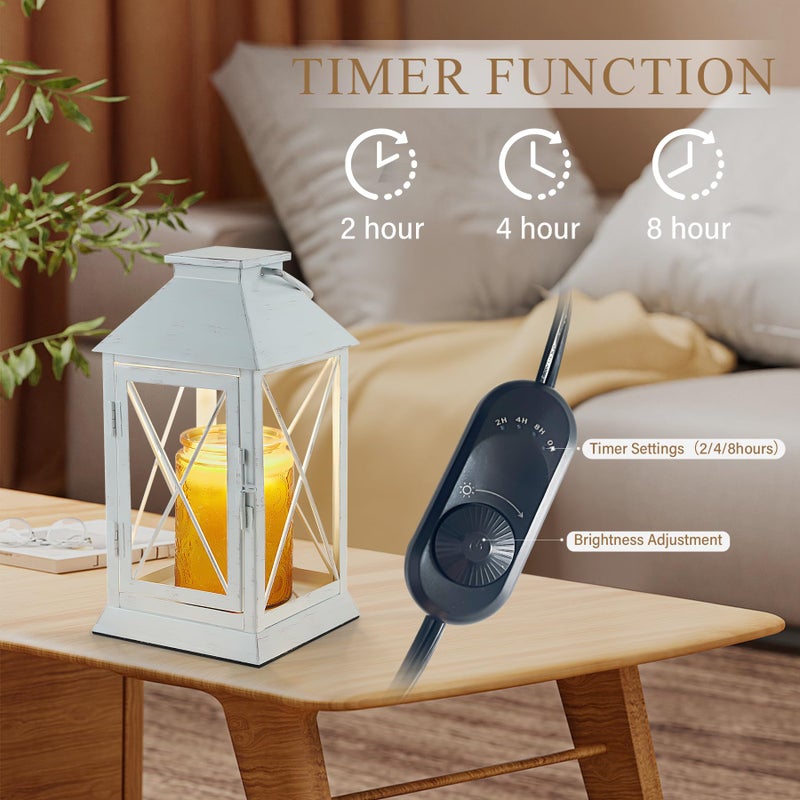 Aaffkaa Candle Warmer Lamp with Timer,Cande Warmer Lantern for Jar Candle,Dimmable Candle Lamp Warmer Farmhouse Heat Lamp with 2 Bulbs,Auto Shut Off & Adjustable Brightness-White - Image 4