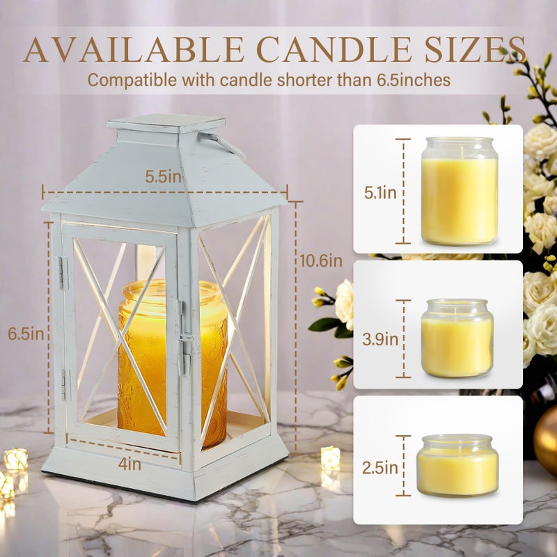 Aaffkaa Candle Warmer Lamp with Timer,Cande Warmer Lantern for Jar Candle,Dimmable Candle Lamp Warmer Farmhouse Heat Lamp with 2 Bulbs,Auto Shut Off & Adjustable Brightness-White - Image 5