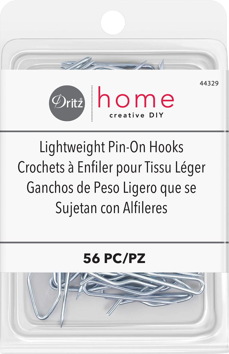 Dritz Home 44329 Lightweight PinOn Drapery Hooks 56Piece Silver