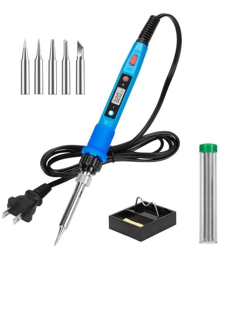 Soldering Iron Kit, Electronics 80W Adjustable Temperature Iron, 5pcs Tips, Solder, Rosin, Solder Wick, Stand and Other Kits in Portable Toolbox - Image 1