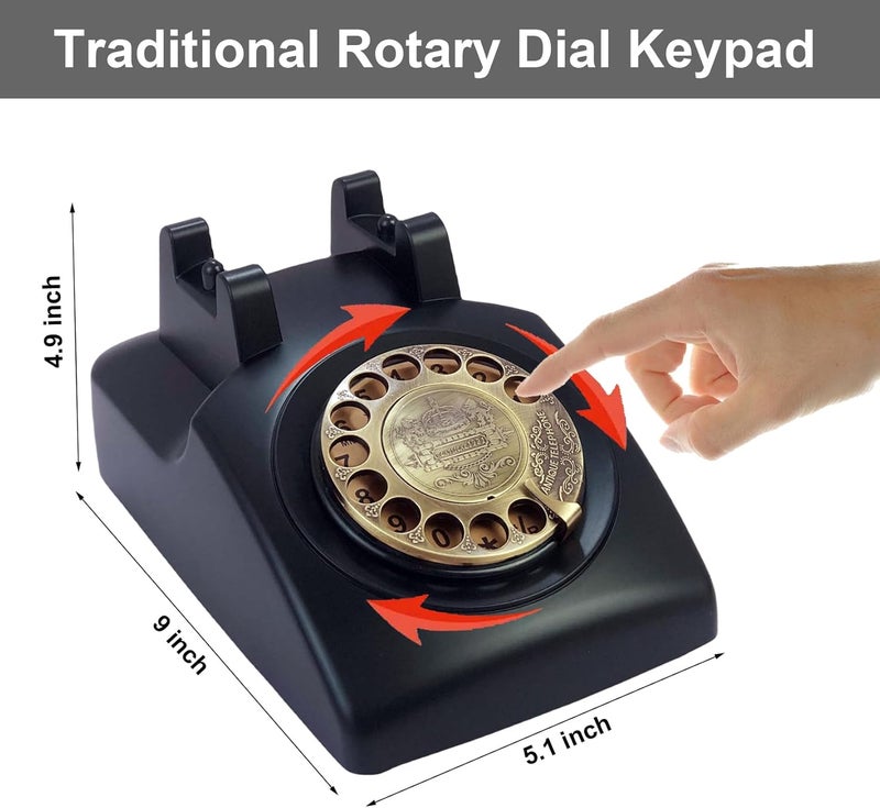 TelPal Antique Phones Corded Landline Telephone Vintage Classic Rotary Dial Home Phone of 1930s Old Fashion Business Phones Home Office Decor Landlines - Image 4