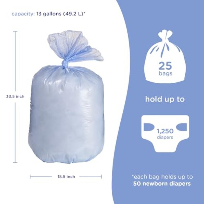 Disposable Diaper Pail Plastic Bags, Single Pack, 25 Count, 13-Gallon Bags - Image 5