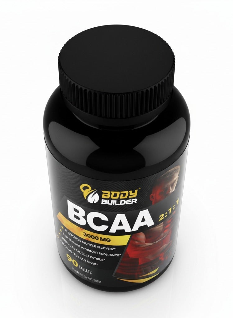 بودي بيلدر أقراص BCAA، 3000 مجم، 90 قرصًا، تدعم تعافي العضلات - Image 2