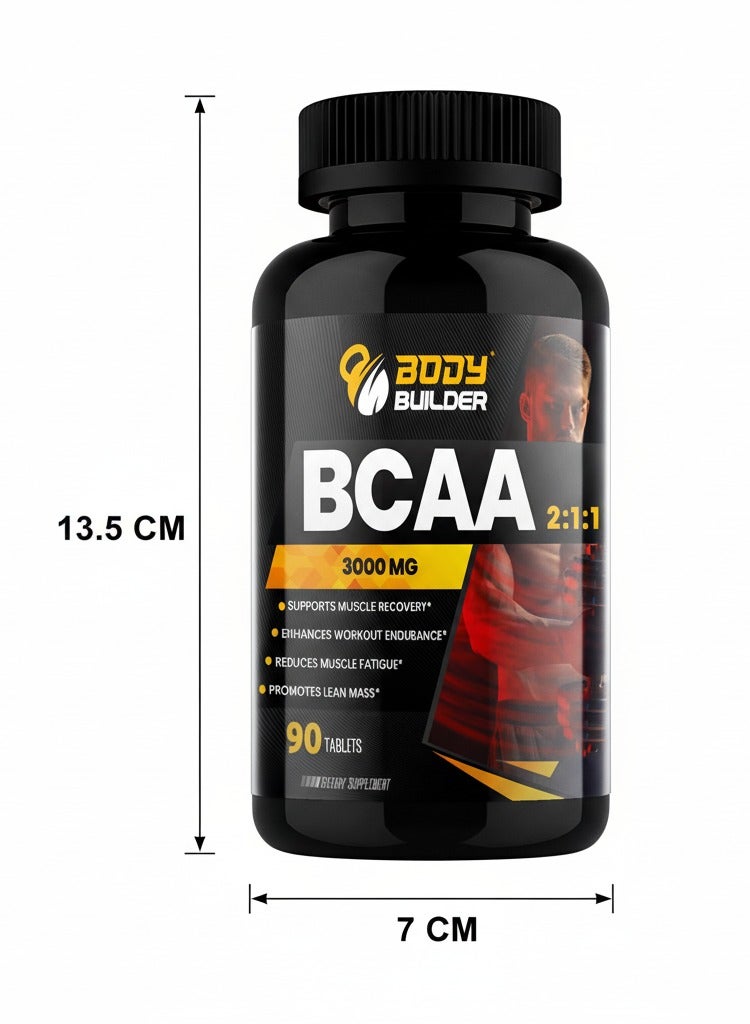 بودي بيلدر أقراص BCAA، 3000 مجم، 90 قرصًا، تدعم تعافي العضلات - Image 4