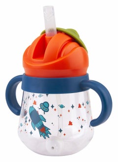 Excefore Sippy Cup for Baby Months 6+, Spill-Proof Sippy Cup, Weighted Straw Non Spill Cup for Toddlers, Baby Straw Cup with Handles, Spill-Proof, Leak-Proof Soft Spout Cup 260ml, BPA Free (Blue)  - Image 1