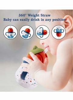 Excefore Sippy Cup for Baby Months 6+, Spill-Proof Sippy Cup, Weighted Straw Non Spill Cup for Toddlers, Baby Straw Cup with Handles, Spill-Proof, Leak-Proof Soft Spout Cup 260ml, BPA Free (Blue)  - Image 2