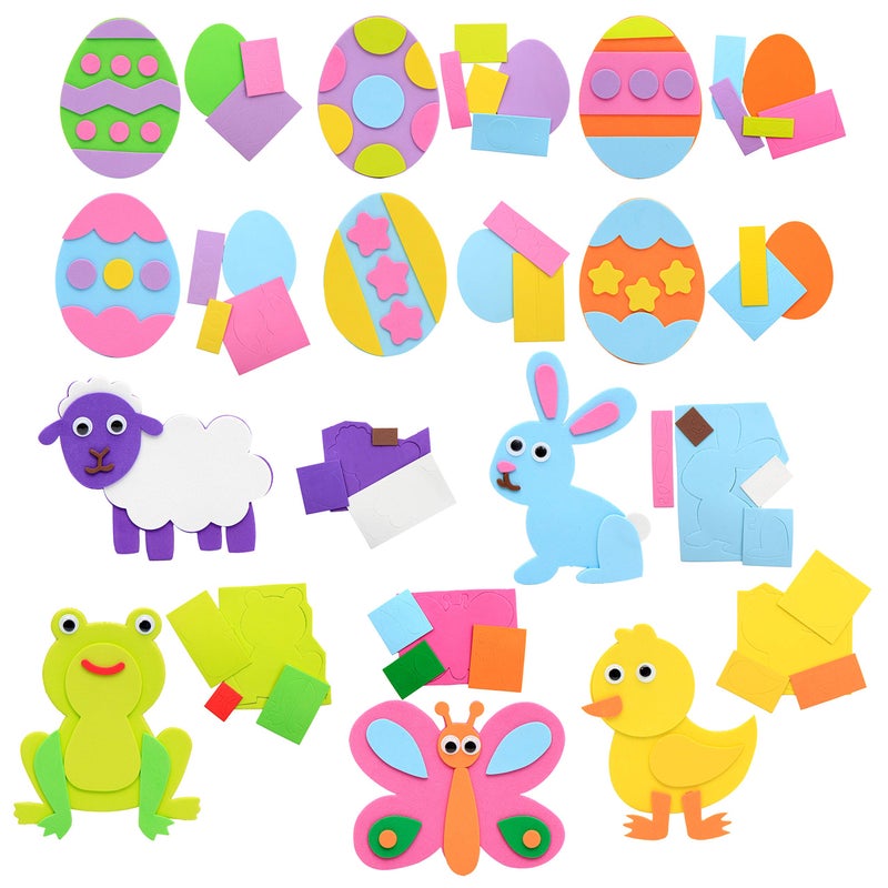 JOYIN 24 Pcs Foam Easter Animals and Egg Magnet Craft Kit, DIY Foam Magnet Craft Kits for Kids Party Favors Arts and Crafts Fun Home Activities, Easter Egg Hunt - Image 2
