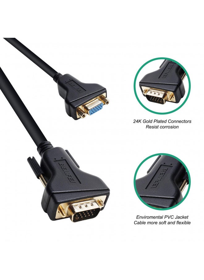 Benfei - BENFEI VGA Extension Cable, VGA Male to Female Cable,1.8 Meter/6 Feet - Image 1