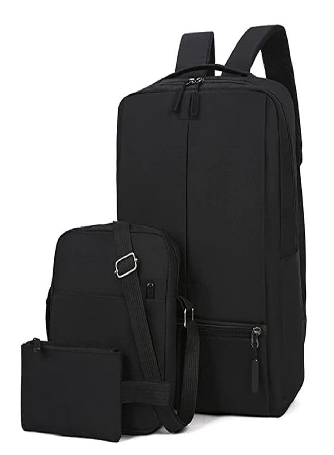 TINSICO Laptop Backpack, Sling Bag & Pouch, 3 Piece Set Compatible with Laptops, Notebooks Durable, Lightweight, Clean Design, Sleek for Travel Bag for Men Women (Black - Image 1