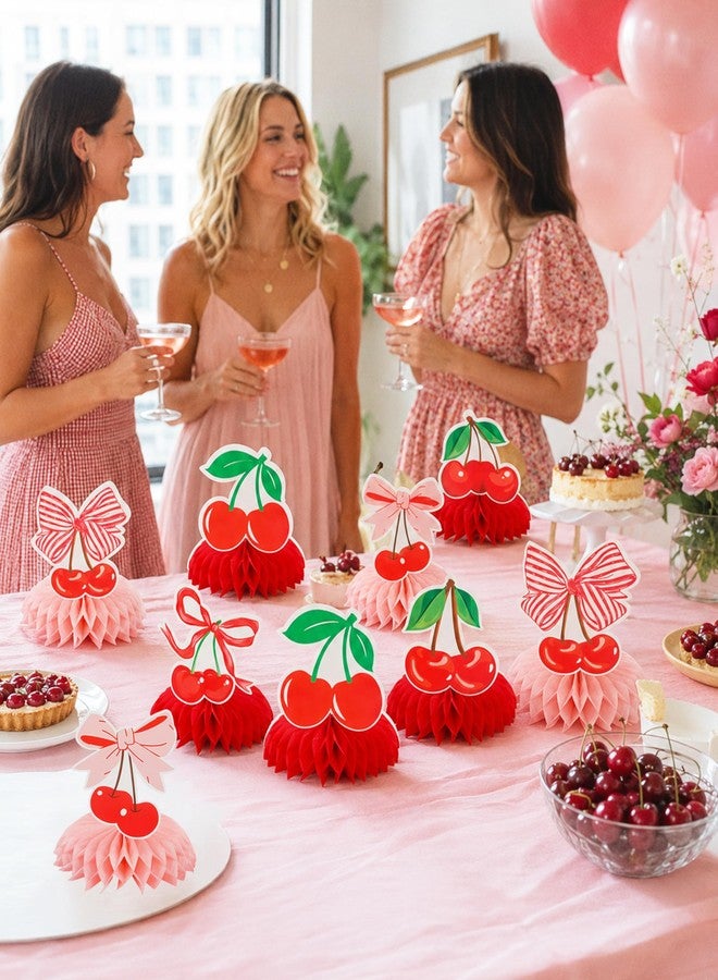 FujDun 9pcs Cherry Party Decorations, Cherry Honeycomb Centerpieces Table Decorations for Birthday Bridal Shower Baby Shower Wedding Party - Image 5