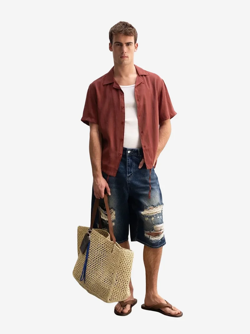 جيستو GIESTO Men's Short Sleeve Open Collar Shirt