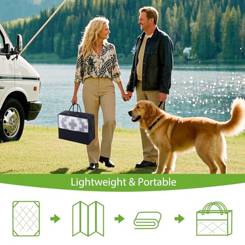 Smiry Waterproof Outdoor Rug 5x8 ft, Reversible Plastic Straw Patio Camping Rugs, Outdoor Indoor RV Mat Carpet for Patio, Outside Entry, Backyard, Deck, Bench, Picnic, Camper, White & Grey - Image 5