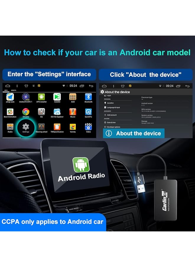 Carlinkit Wireless Adapter For Android Head Unit- Wireless Carplay & Android Auto 2-In-1 Dongle - Support Screen Mirroring/Voice Control/Steering Wheel Control- Only Fit For Android Car Radio - Image 4