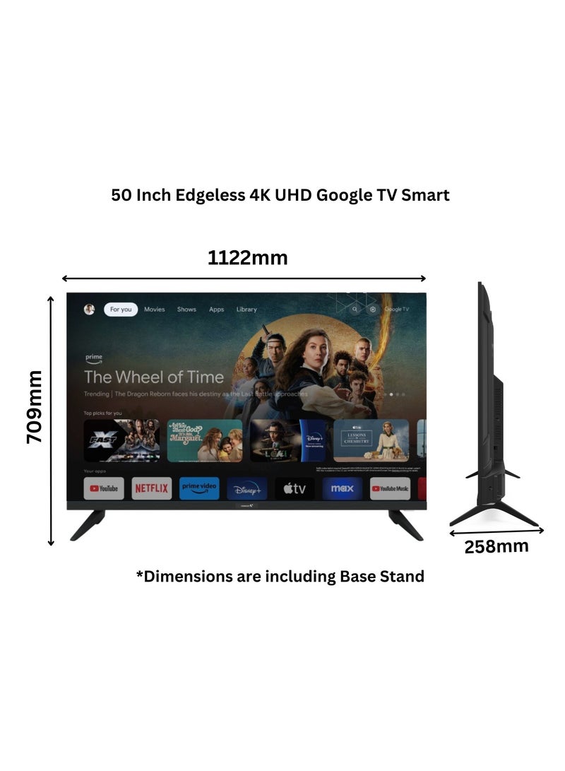 فيديوكون تلفاز جوجل الذكي 50 بوصة بدون حواف 4K UHD مع مكبر صوت JVC 2.0CH - - Image 4
