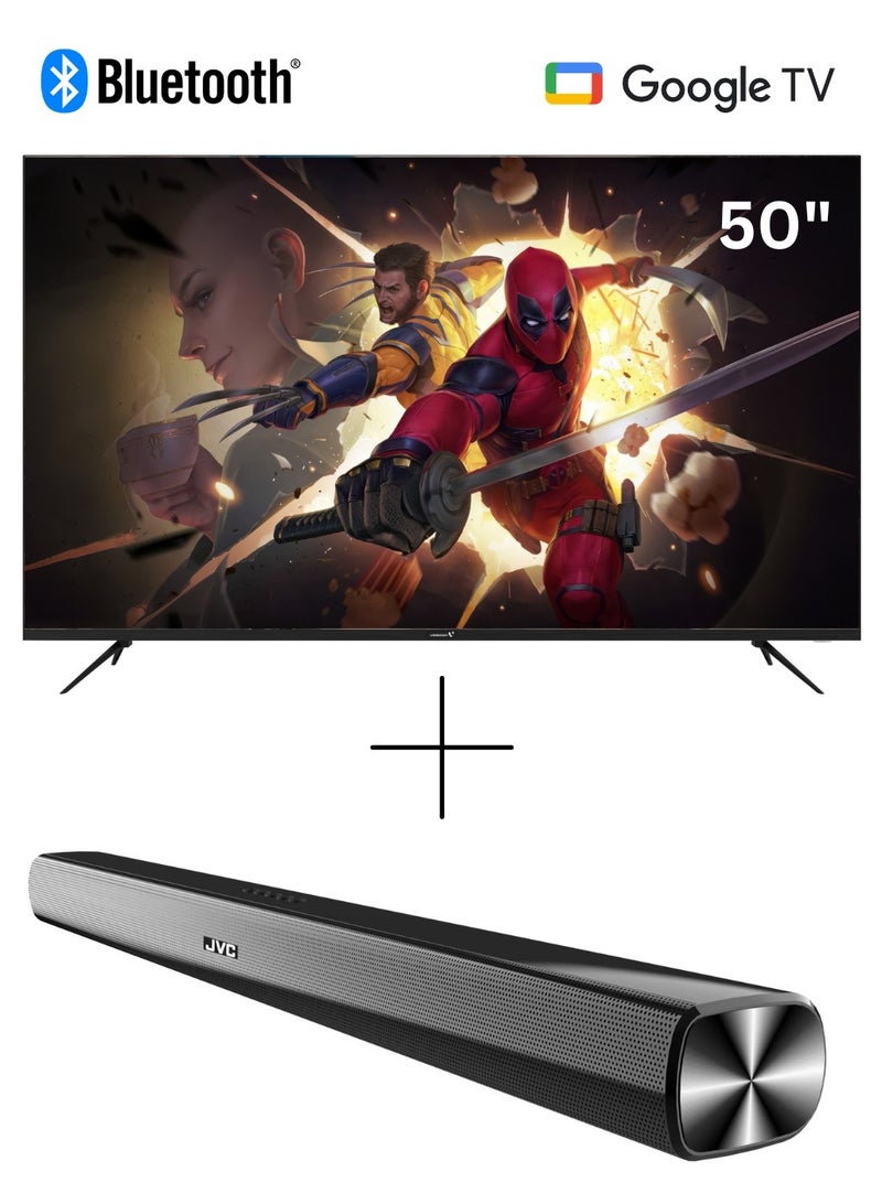 فيديوكون تلفاز جوجل الذكي 50 بوصة بدون حواف 4K UHD مع مكبر صوت JVC 2.0CH - - Image 1