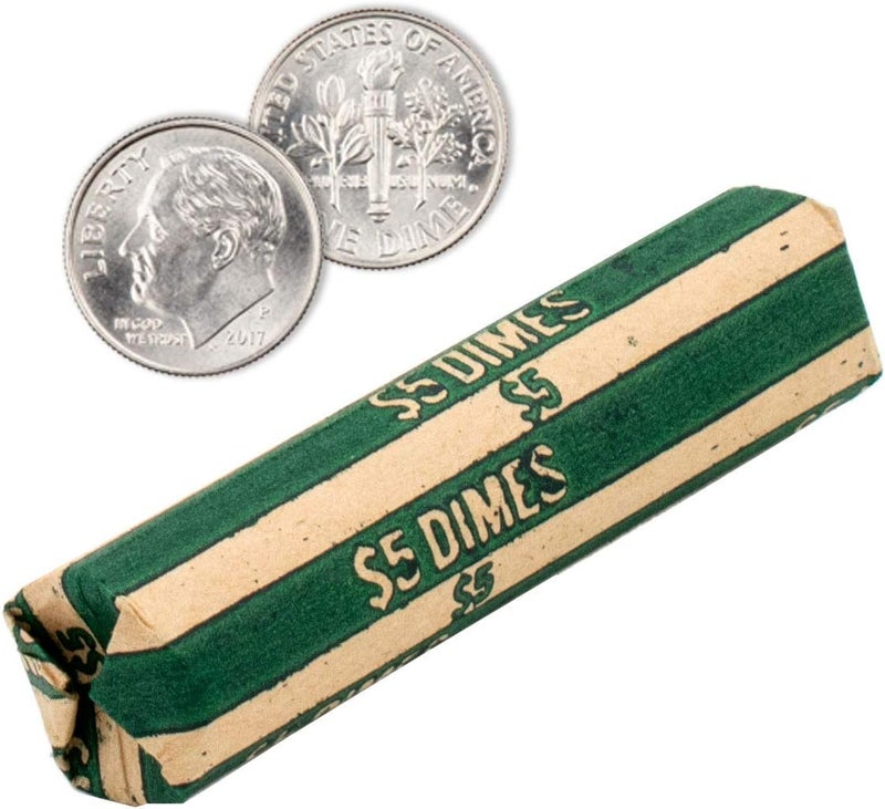 CAROUSELCHECKS Dime Coin Wrappers, 100 Flat Striped Coin Wrappers - Image 2