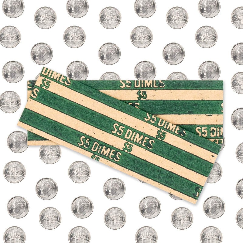 CAROUSELCHECKS Dime Coin Wrappers, 100 Flat Striped Coin Wrappers - Image 4