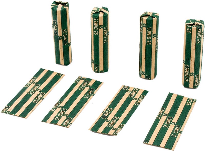 CAROUSELCHECKS Dime Coin Wrappers, 100 Flat Striped Coin Wrappers - Image 3