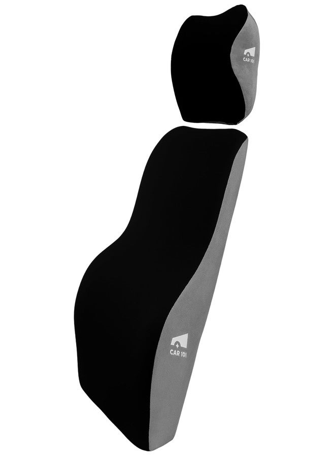 CAR101 Orthopedic Memory Foam Backrest & Neckrest - Combo | Removable Breathable Mesh Covers | Ergonomic Lumbar & Cervical Support Cushion | Adjustable Straps for Secure Fit - Image 1