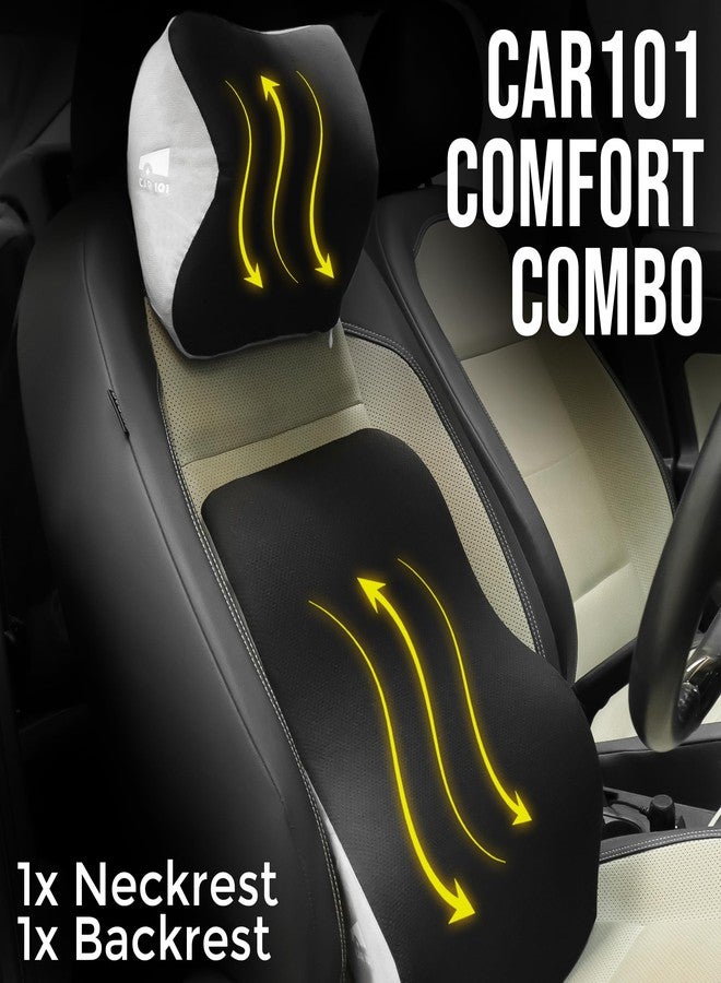 CAR101 Orthopedic Memory Foam Backrest & Neckrest - Combo | Removable Breathable Mesh Covers | Ergonomic Lumbar & Cervical Support Cushion | Adjustable Straps for Secure Fit - Image 4