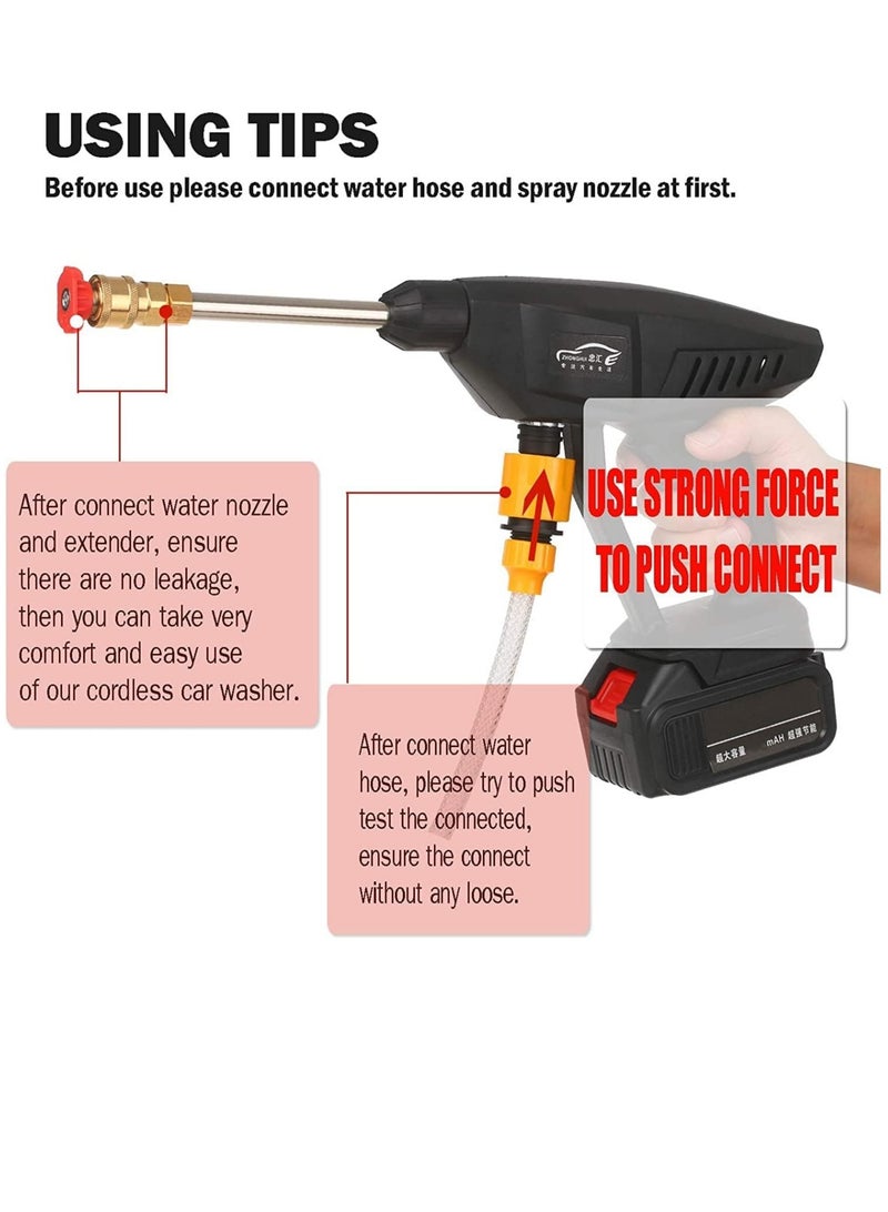 ELTRAZONE 48V Cordless Portable Washer Electric High Pressure Cleaner Machine 30 Bar High Pressure Portable Washer with 3 in 1 Adjustable Nozzle for Washing Cars & Floors.  - Image 5
